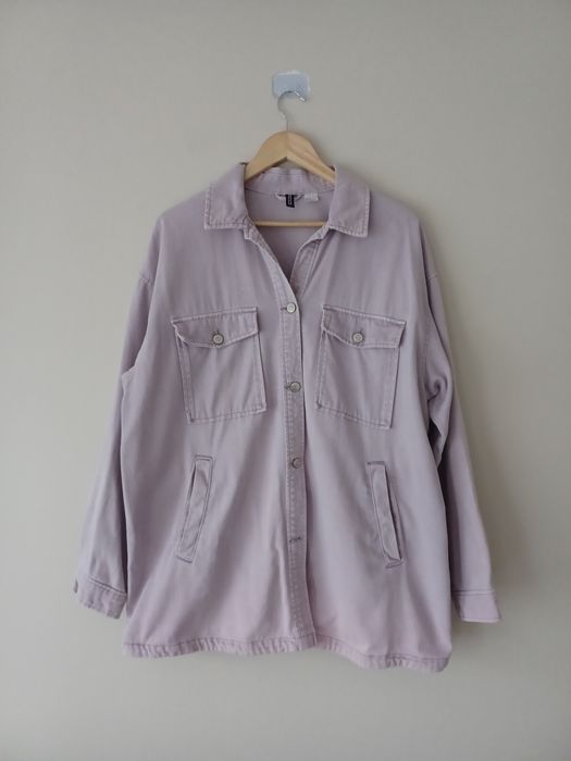 Bawełniana koszula jeansowa oversaiz M liliowa H&M