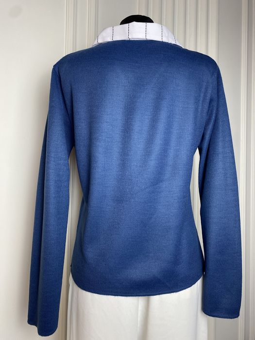 Nowy sweter damski niebieski z kołnierzykiem 40 L vintage lata 90/00