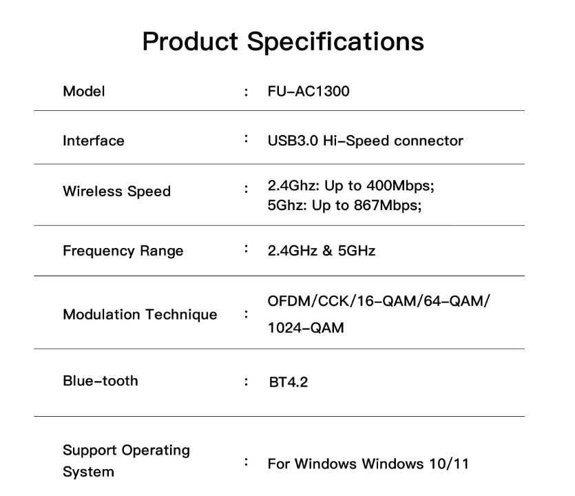 WiFi Adapter 1300Mbps