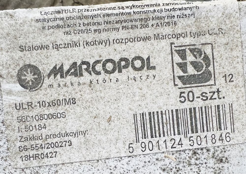 Uniwersalny łącznik rozporowy ULR - 10x60/M8 Marcopol - po 50 szt.