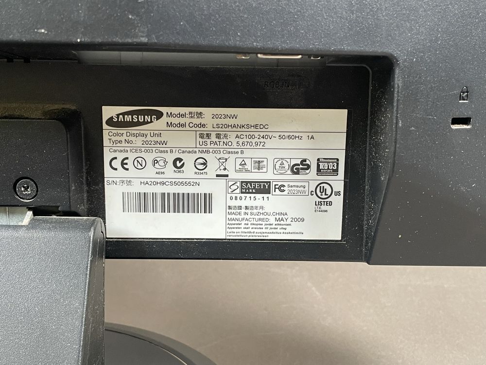 Monitor LCD Samsung SyncMaster 2023NW 20" cali 20 cali