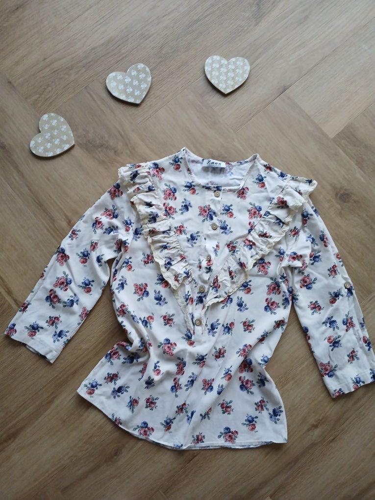 Bluzka z falbanką w kwiatowy print Xana Collection / rozmiar XS / 34