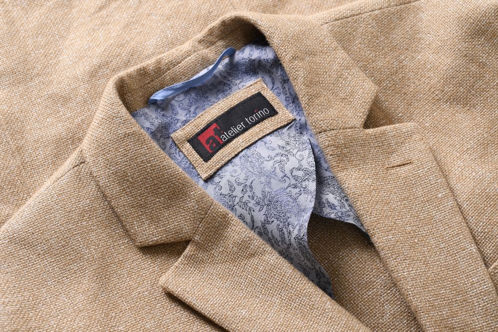 ATELIER TORINO lekka beżowa marynarka męska w melanżu casual blezer 56