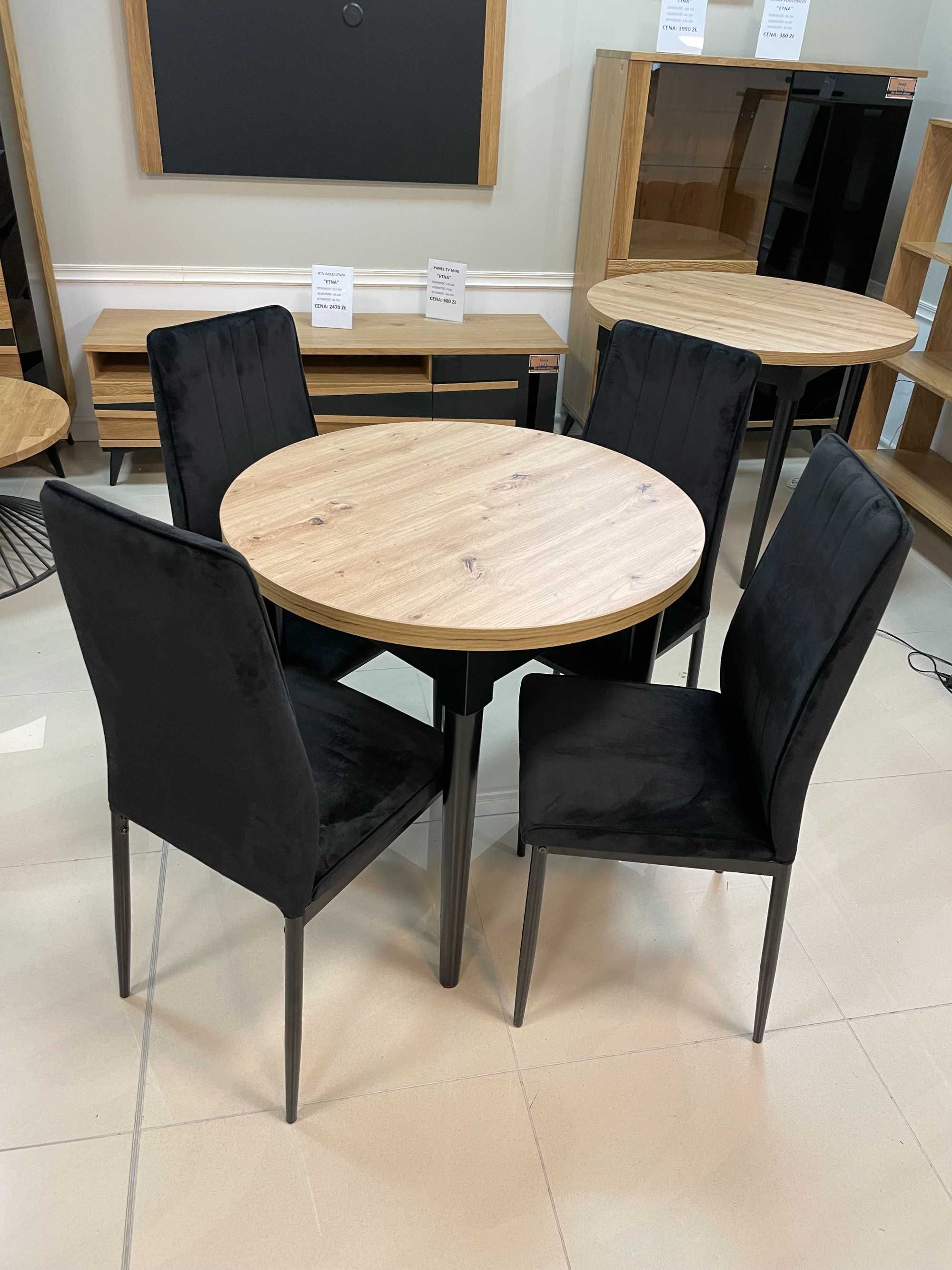 (925) Stół okrągły + 4 krzesła, nowe 780 zł