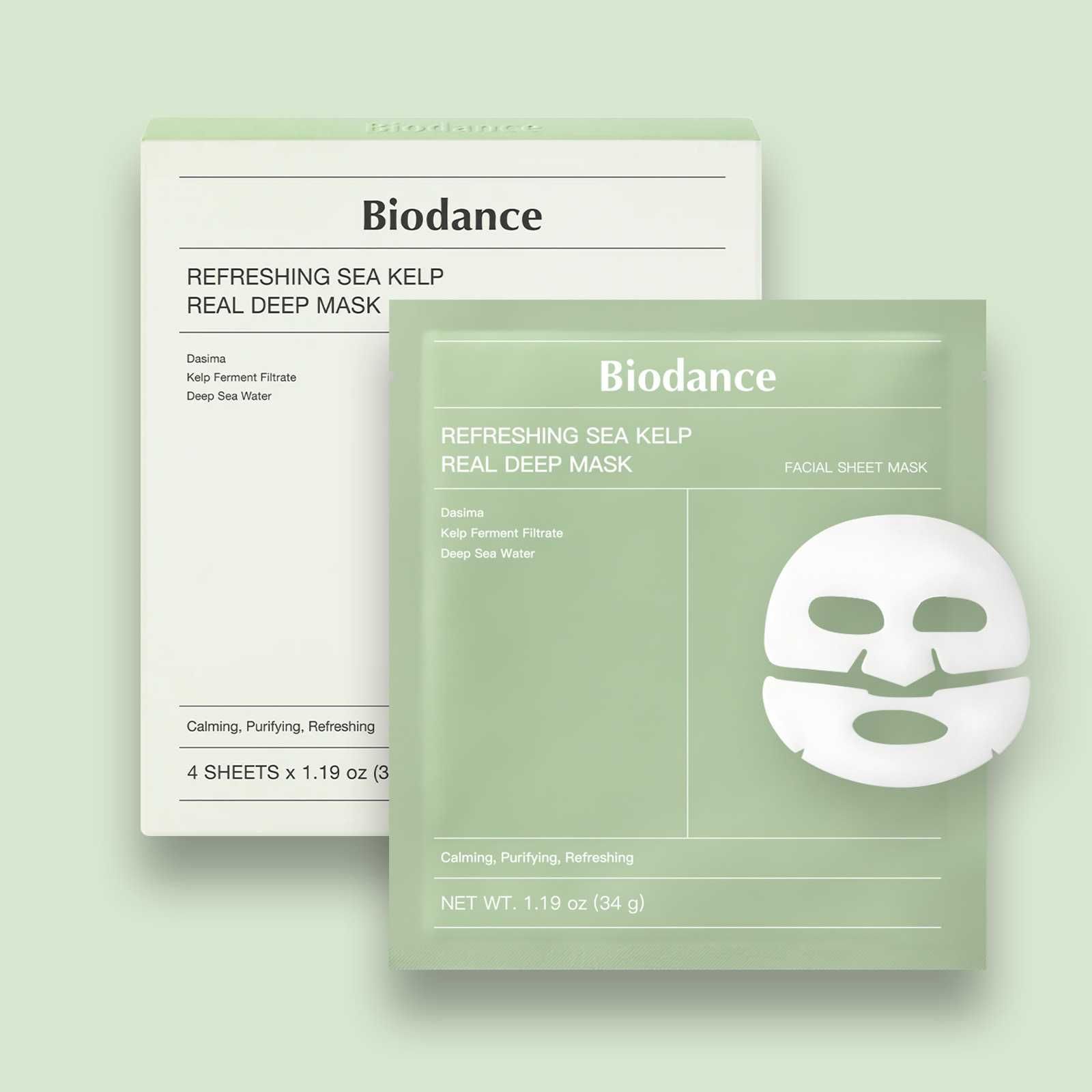 Biodance Refreshing Sea Kelp Real Deep Kojąco-Nawilżająca Maska 4szt