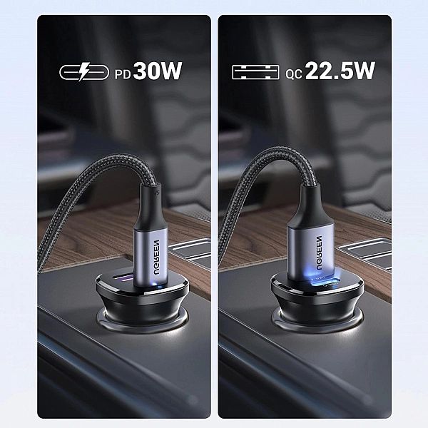 Ładowarka Ugreen EC305, 25845 samochodowa USB-C USB-A 30W - czarna