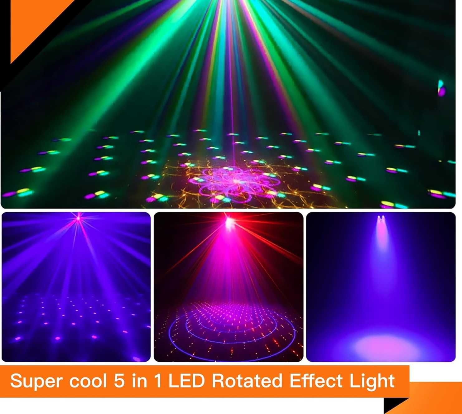 5-Efektów LED Par Disco Kula Laser Strobo UV Mix kolor wzór DMX pilot