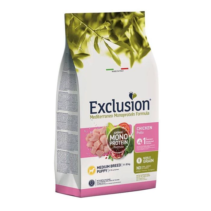 Exclusion Noble Grain Frango Cachorro Raça Média 12Kg