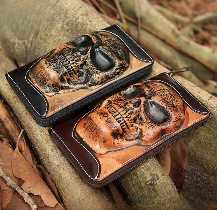 Portfel męski skórzany czacha czaszka