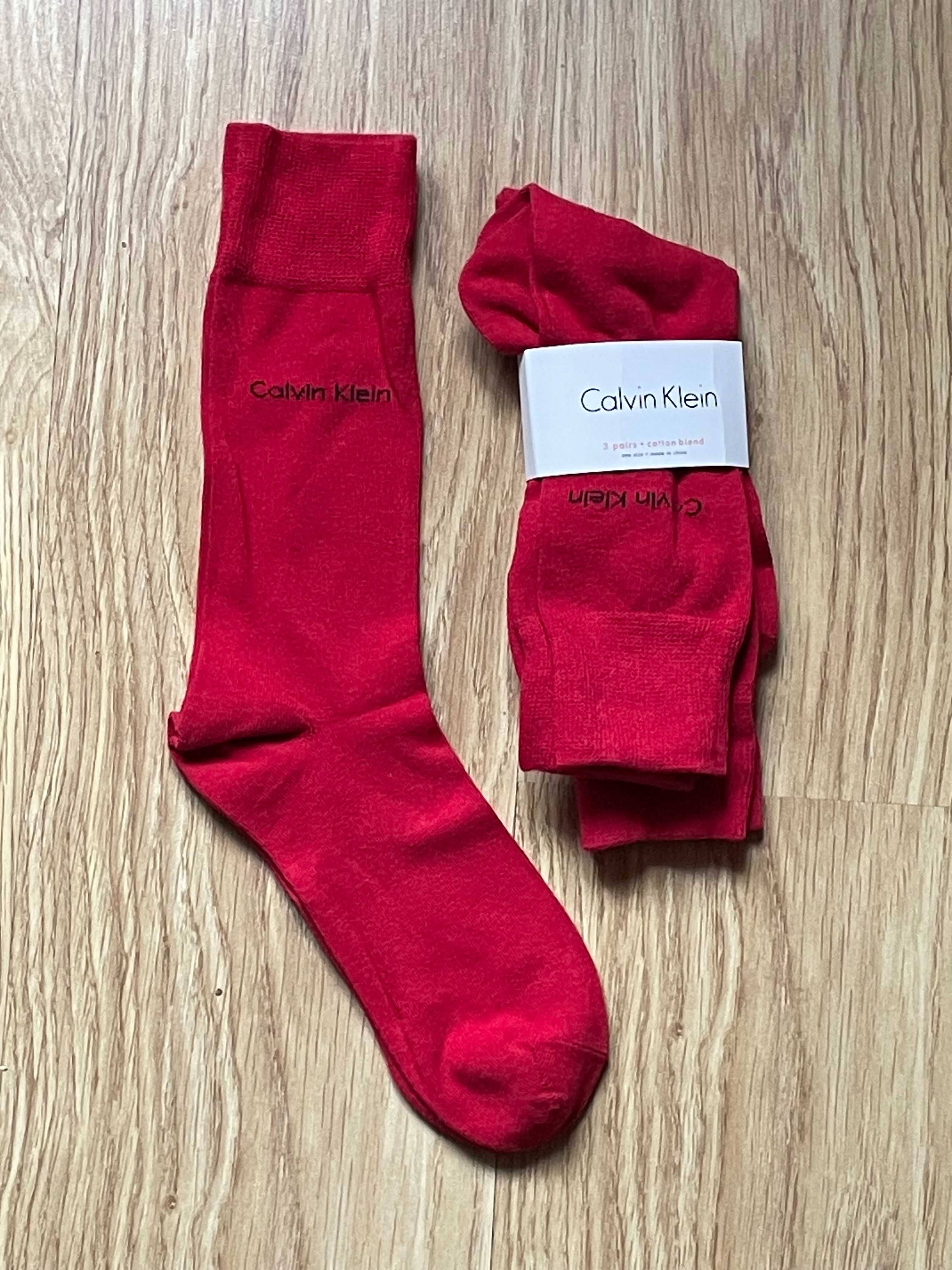 Skarpetki męskie Calvin Klein r. 37-41 3 pary długie kolor czerwony