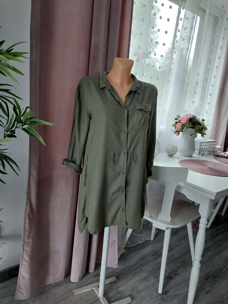 Tunika khaki xs s  dluga koszula