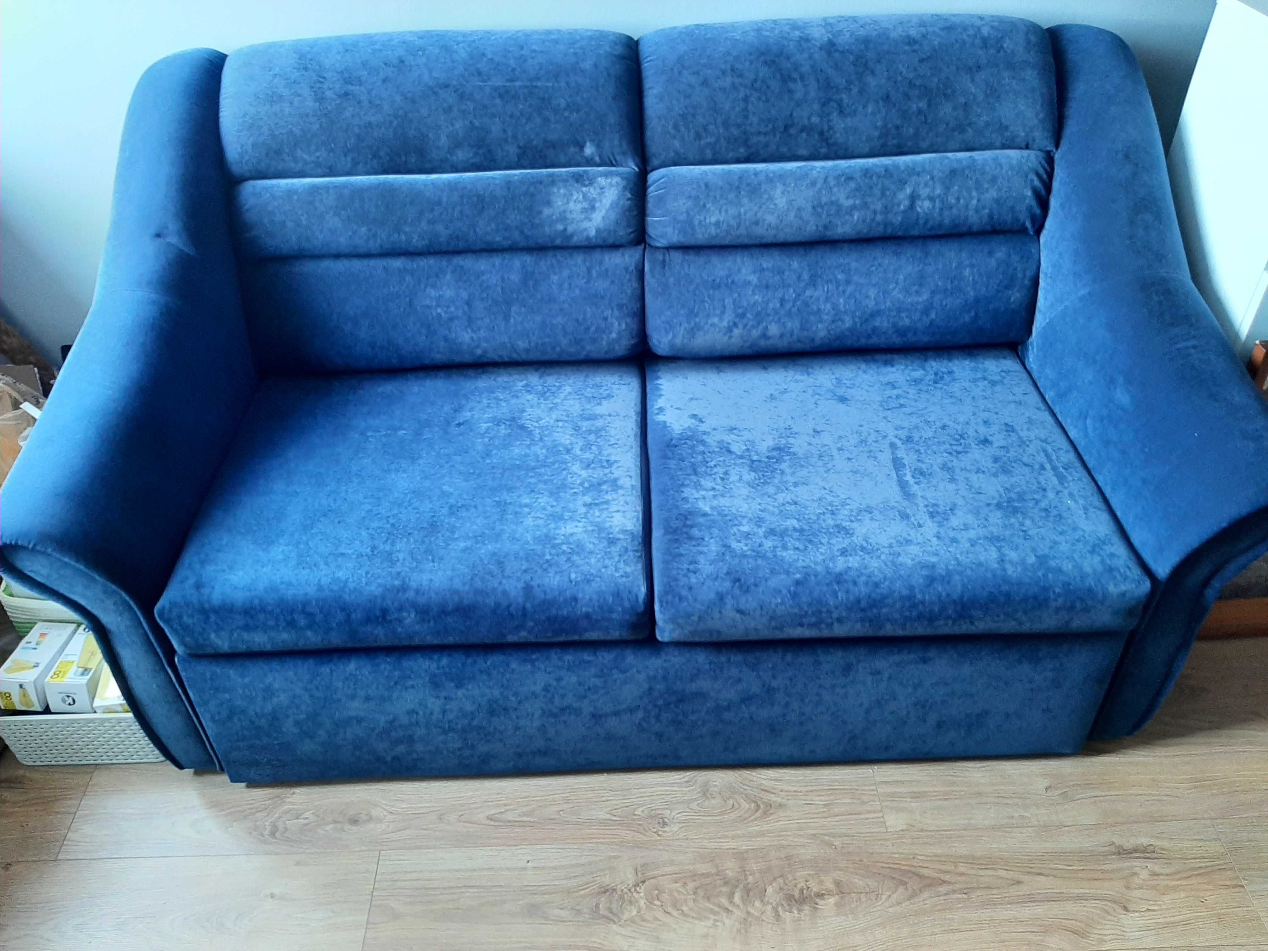 Sofa rozkładana niebieska, kanapa.