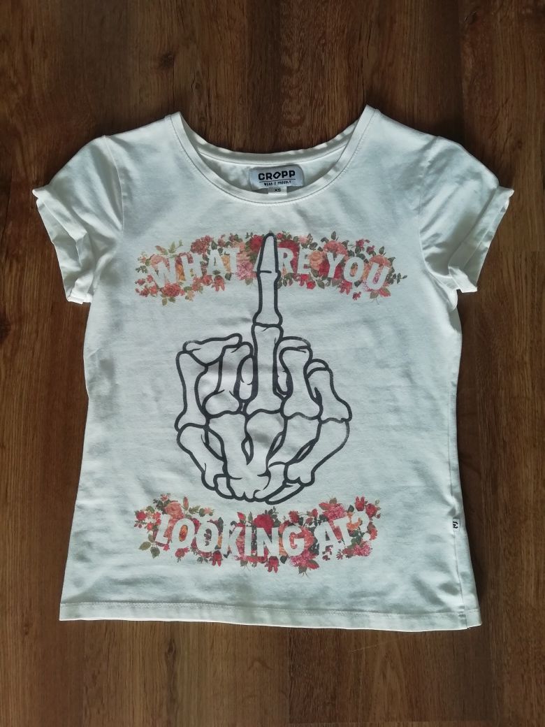 Koszulka t-shirt biala cropp