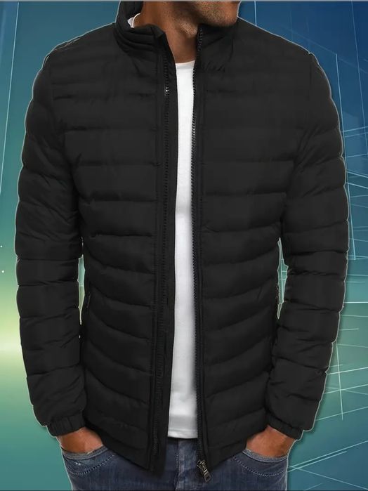 Чоловіча зимова куртка зі стійкою та повною блискавкою