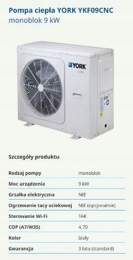 Pompa ciepła York Monoblok 12 kW (YKF12CRC)