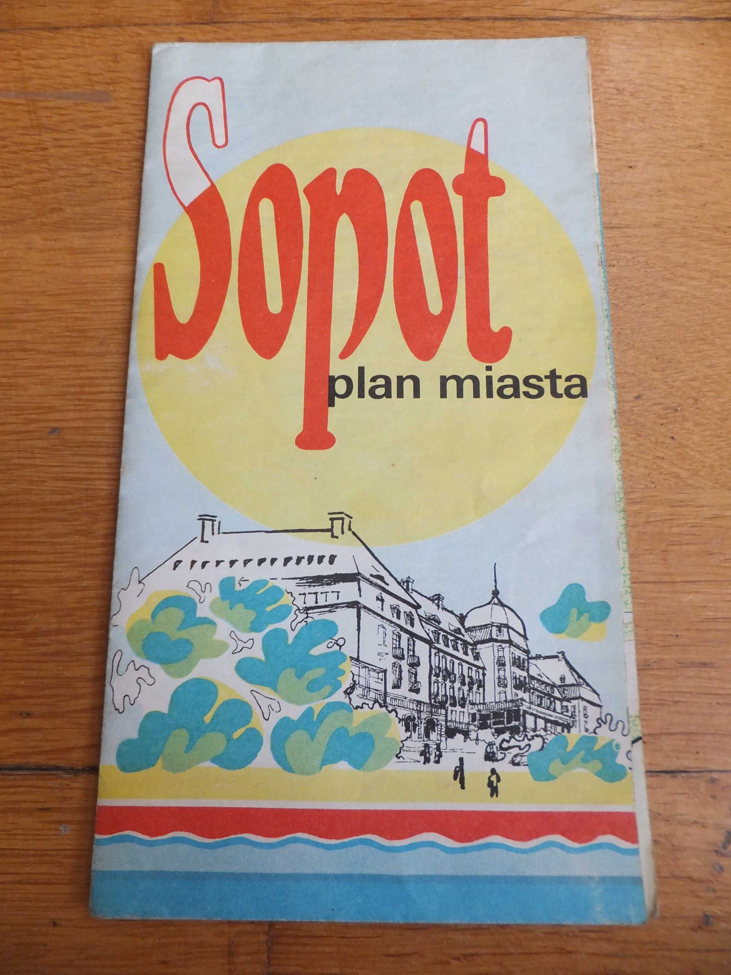 Mapa plan miasta SOPOT retro turystyka podróże zwiedzanie Polska