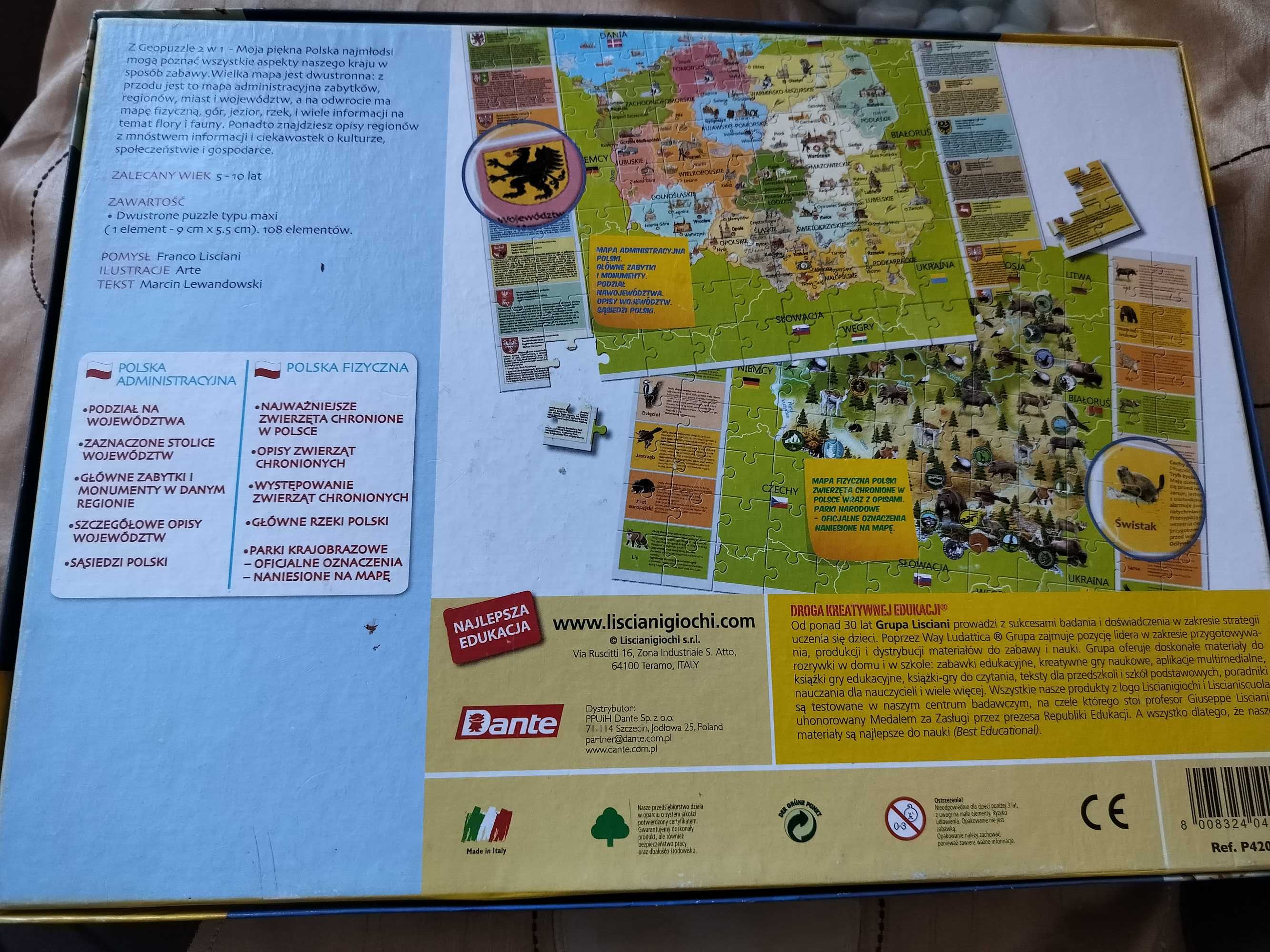 Dwustronne puzzle mapa Polski
