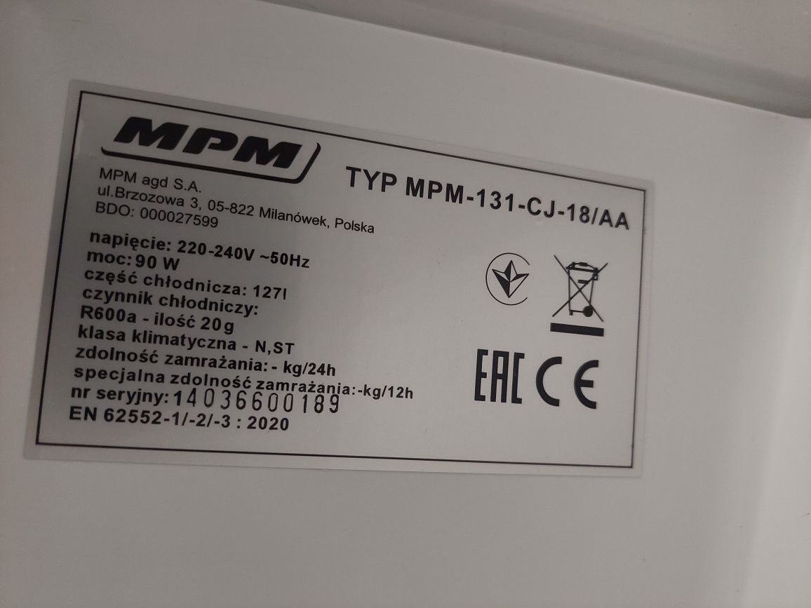 Lodówka mpm mała 127 litrów podblatowa