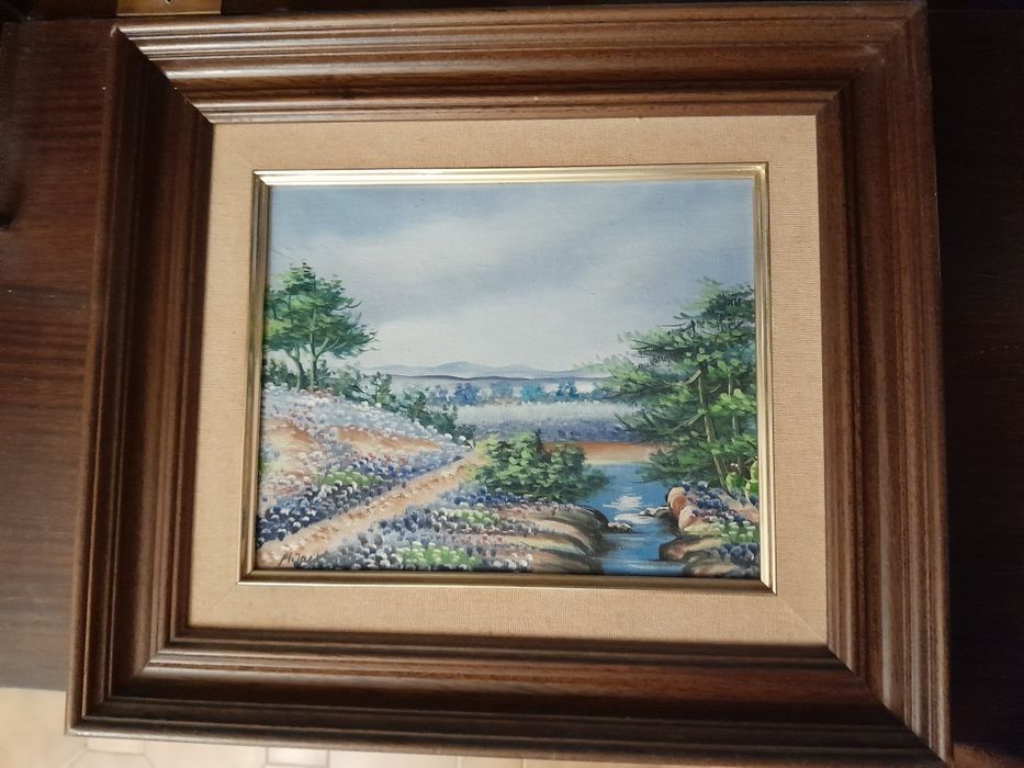 Quadro com paisagem  assinado por pintor