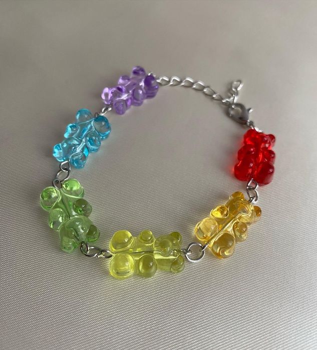 Комплект из цепочки «желейные мишки» + браслет + сережки