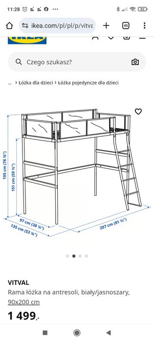 Łóżko/ antresola Ikea Vital