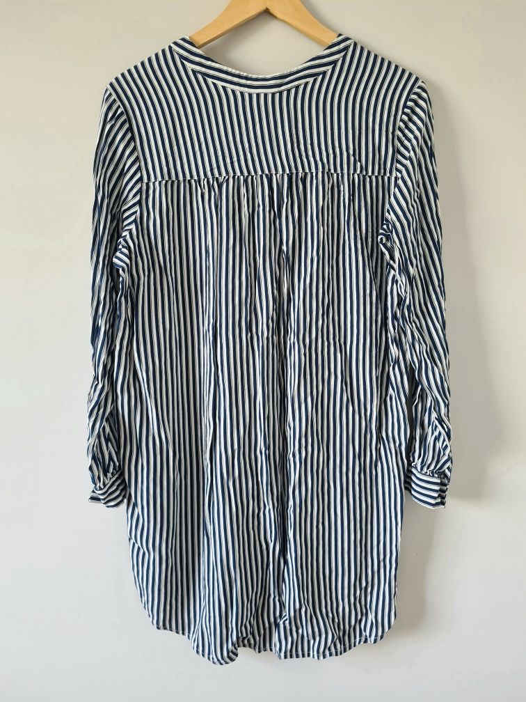 Koszula damska długa tunika w paski dekolt V H&M 34XS