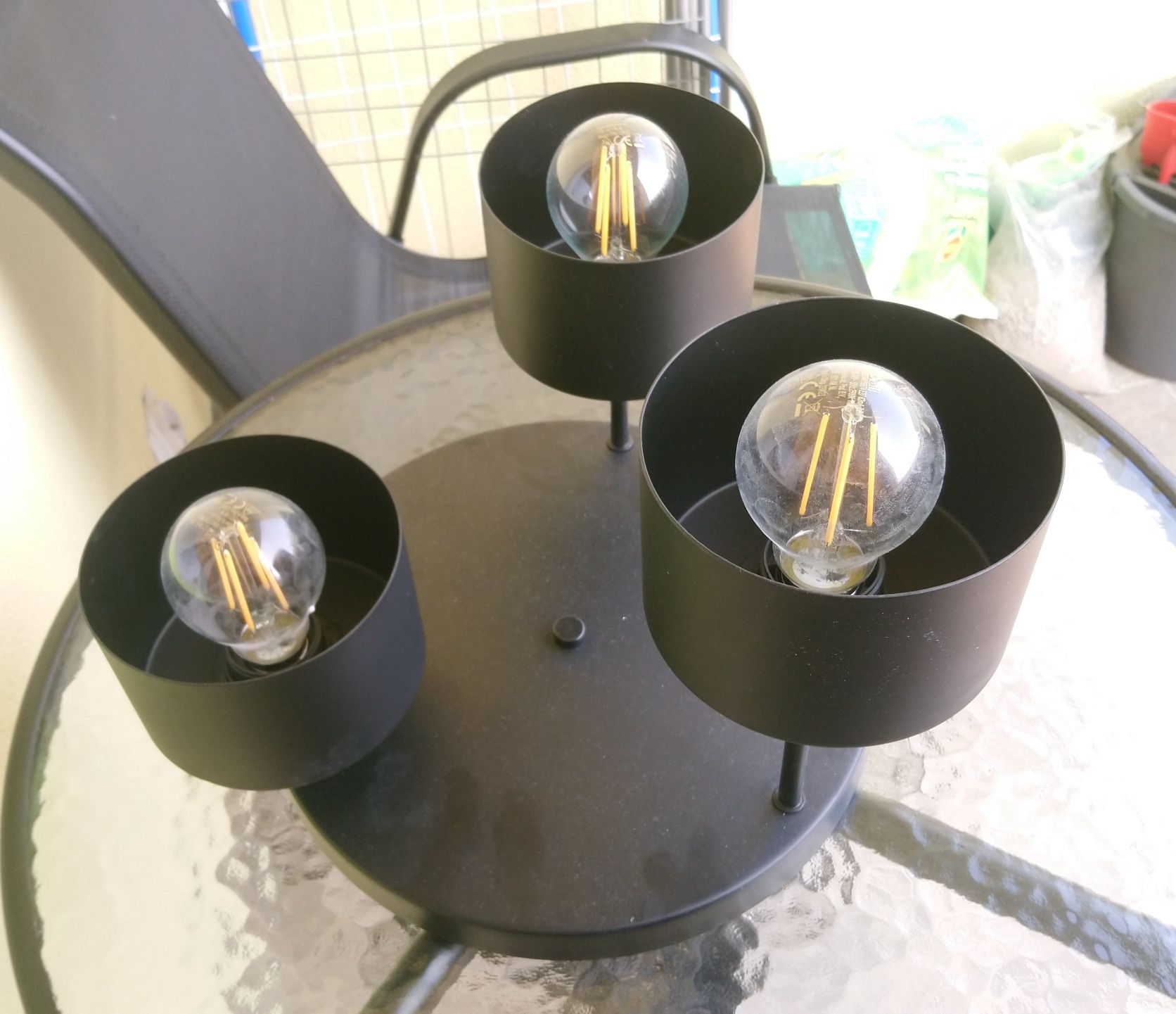 Lampa Sufitowa CZARNA + komplet żarówek