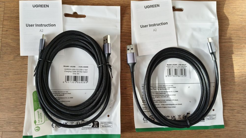 Кабель Type-C, Rocoren 60w, 100w, Кабелі UGREEN, USB, Micro-USB/Type C