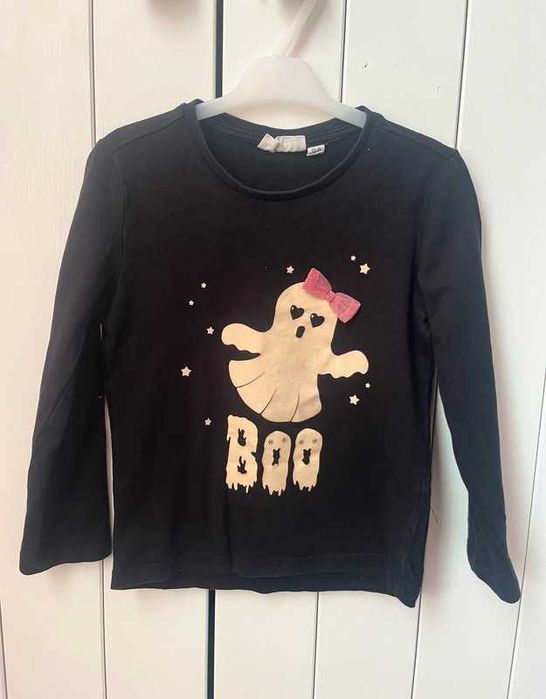 Bluzka KappAhl 98/104 czarna duszek duch przebranie kostium halloween