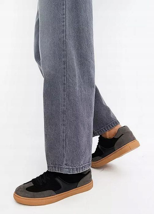 B.P.C szare jeansy szerokie wysoki stan z falbanką ^46