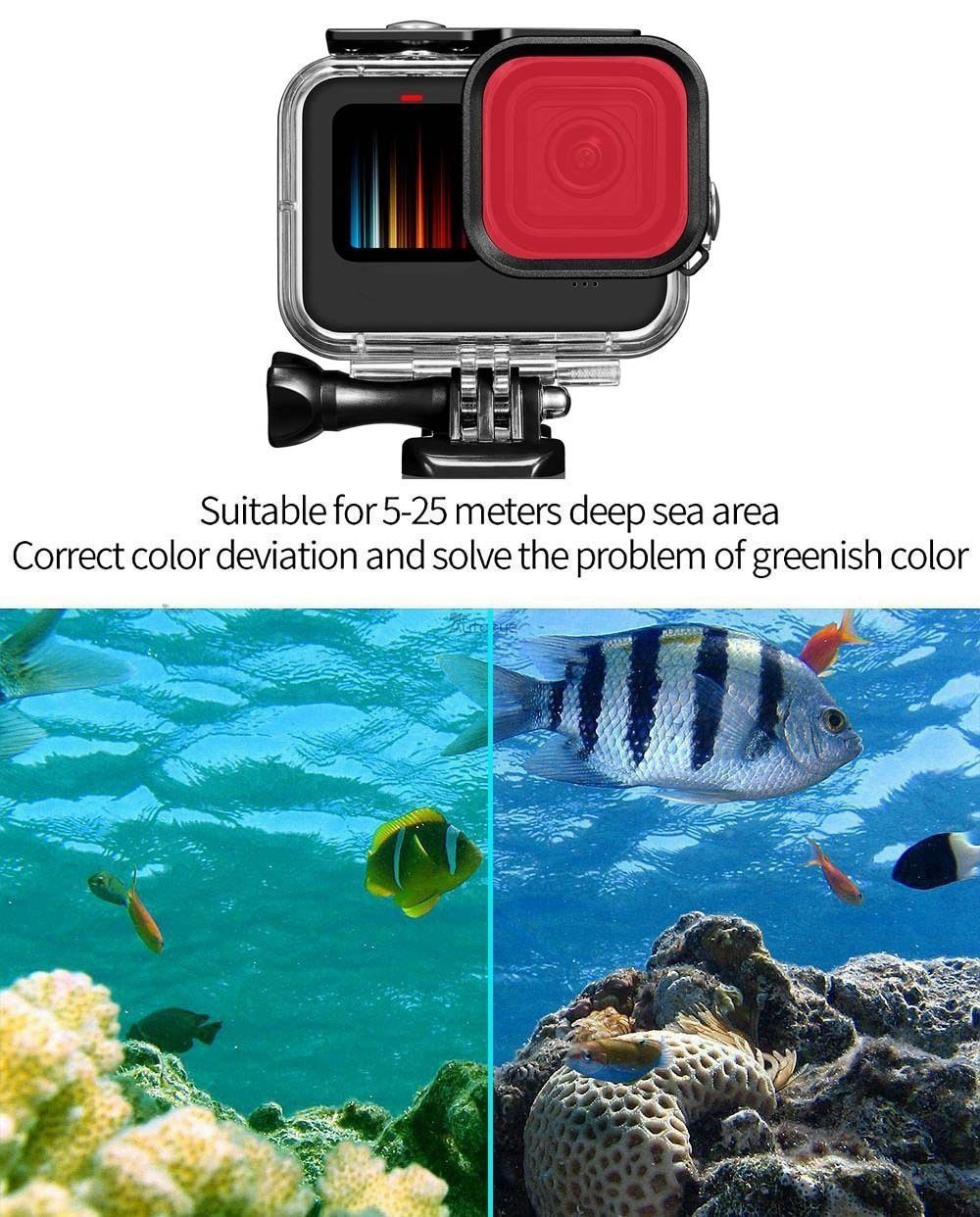Obudowa wodoszczelna GoPro 12/11/10/9 Black + 3 filtry na obiektyw!