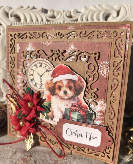 Ręcznie robiona kartka bożonarodzeniowa w kopercie