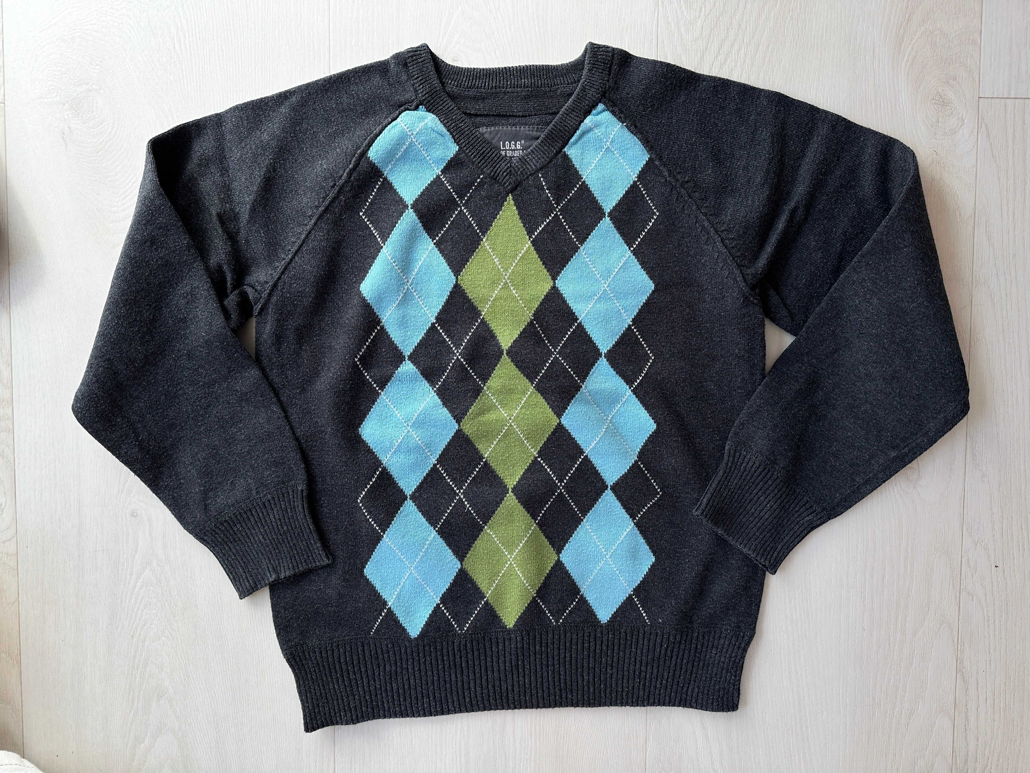 2 sweterki w romby bawełna H&M stan idealny 122/128 8 lat