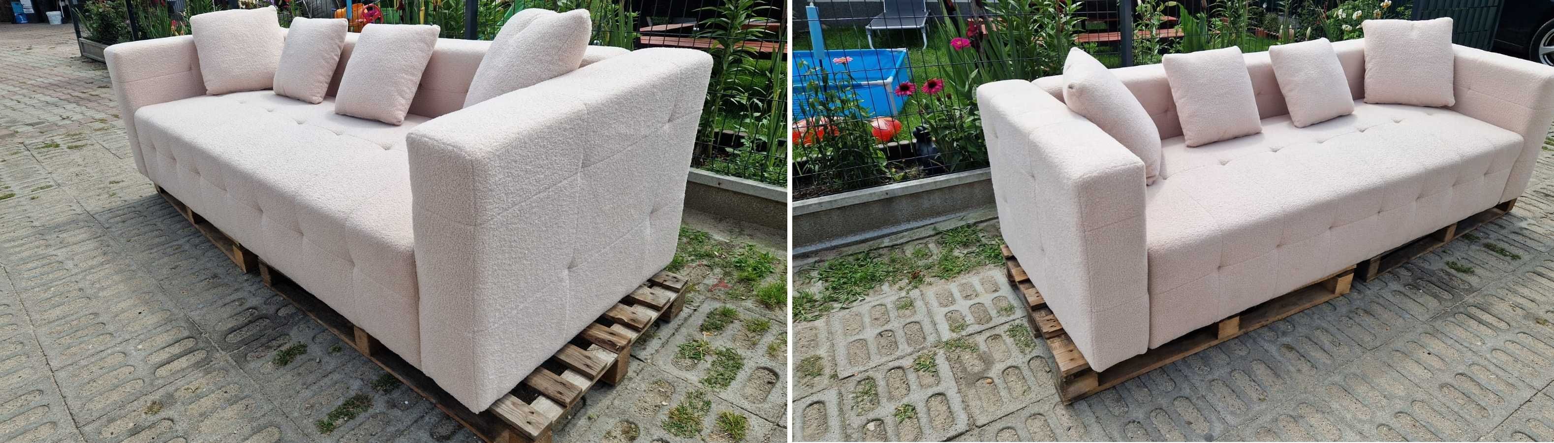 Sofa 3 os kanapa Sztruksowa pluszowa poduszki beżowa kremowa f spania