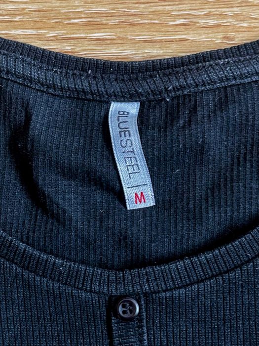 Blusa Crop top preta botões Blue Steel, M