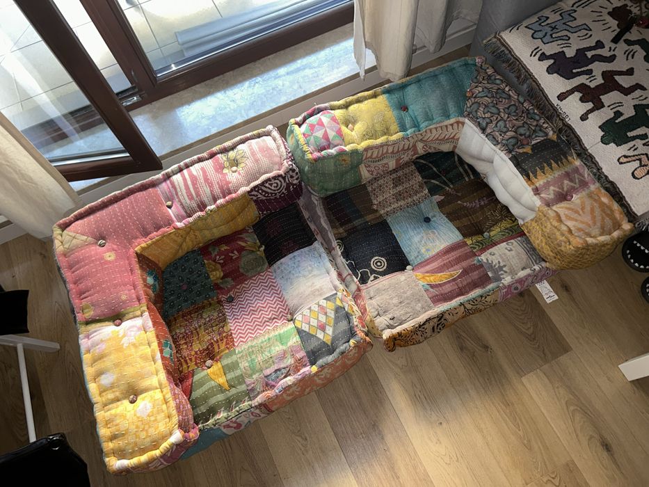 Puf modułowy, 2-osobowy, patchwork, tkanina