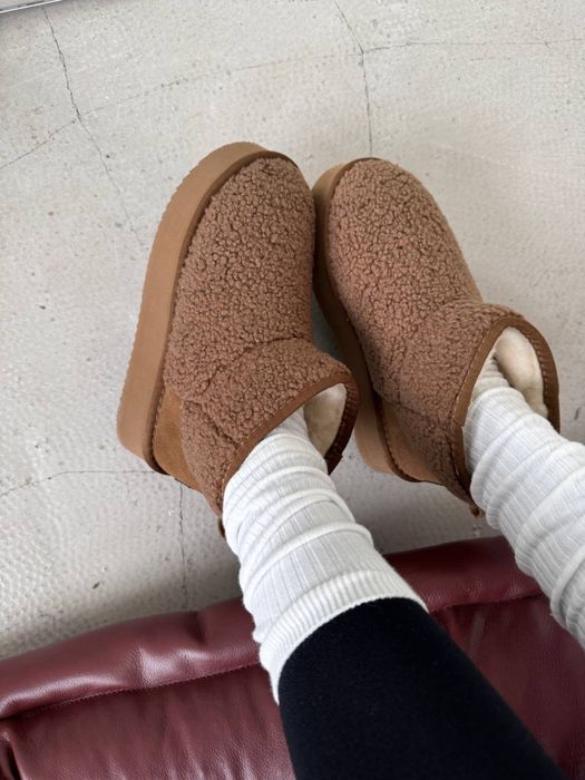 UGG Ultra Mini Teddy Угги Теді коричневі платформа овчина шоколадні