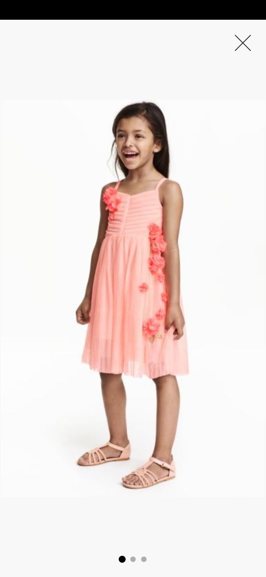 H&M sukienka wizytowa tiul 3D brzoskwiniowa 110