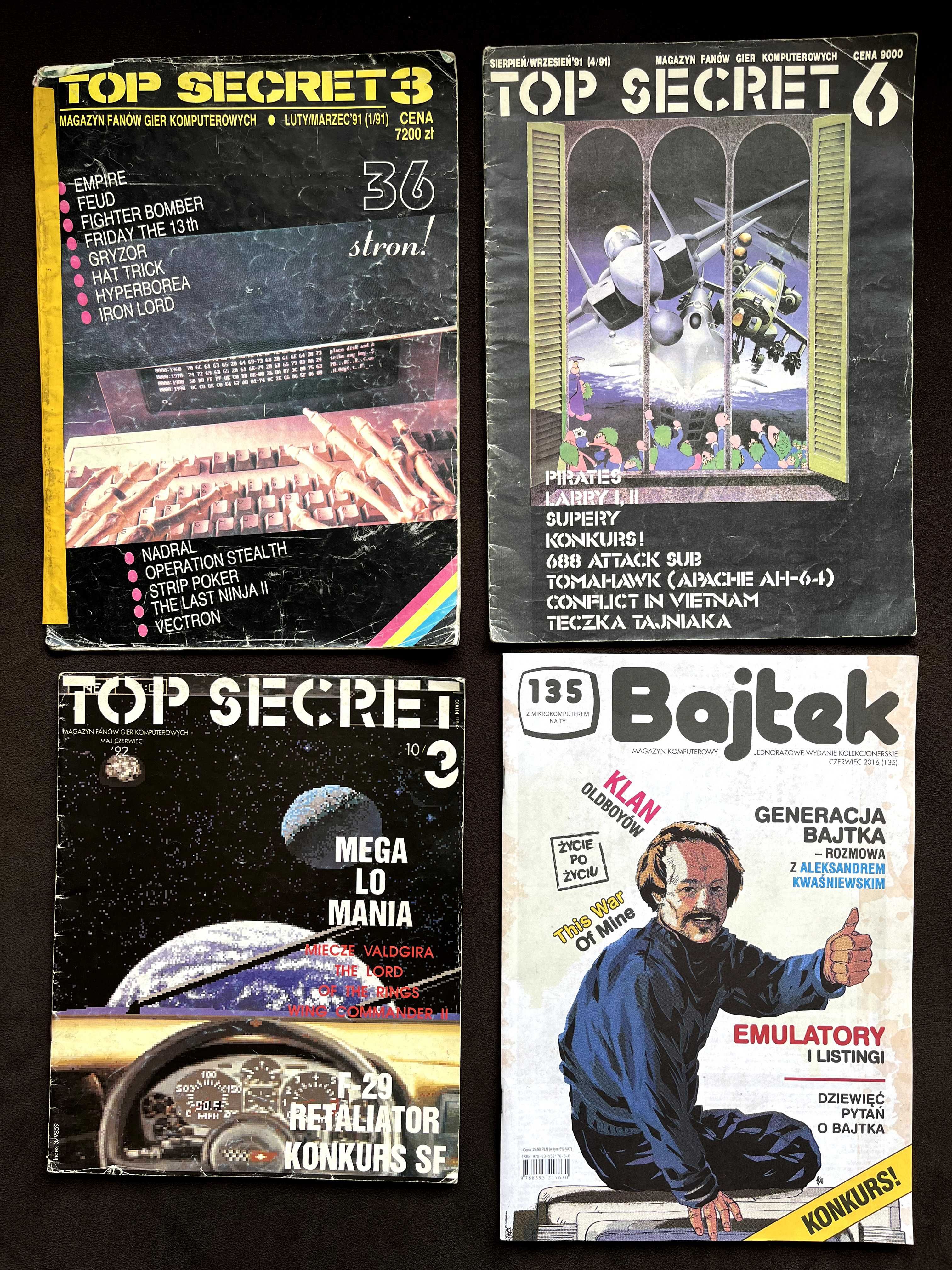 Top Secret numery 3, 6, 10 - 2-3/91, 8-9/91, 5-6/92 + Bajtek specjalny