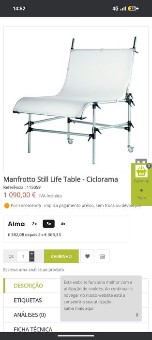 Ciclorama manfroto fotografia produto sem acrílico