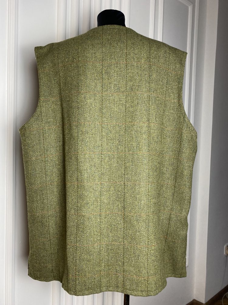 Kamizelka męska khaki zielona 50 premium Hucklecote wełna wiskoza