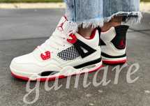 Jordan 4 damskie czerwone sneakersy modne buty retro sportowe 36-41