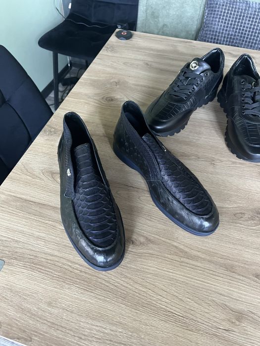 Лоферы Stefano Ricci мужские из кожи страуса и питона