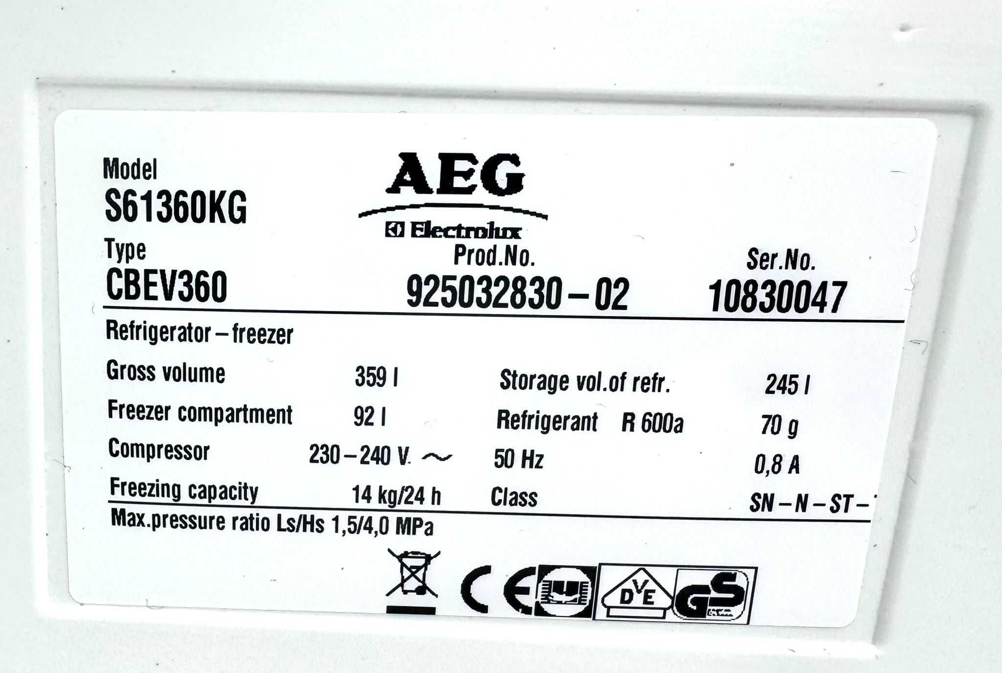 Frigorífico Combinado AEG a Funcionar