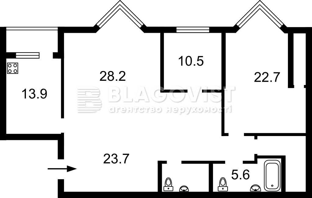 Печерськ, Коновальця 32-Г, 3 кімнатна 132 м2
