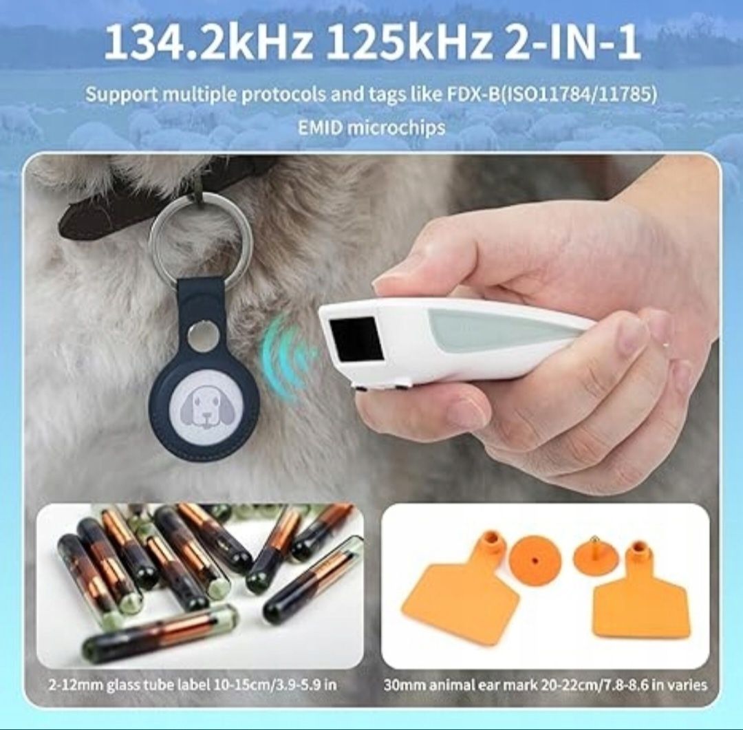 Skaner mikrochipów NETUM, C200 przenośny bezprzewodowy czytnik RFID