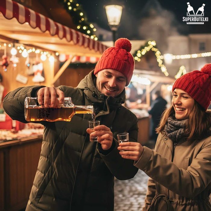 Butelka FALA 500 ml z nadrukiem ŚWIĄTECZNYM butelka na nalewki soki