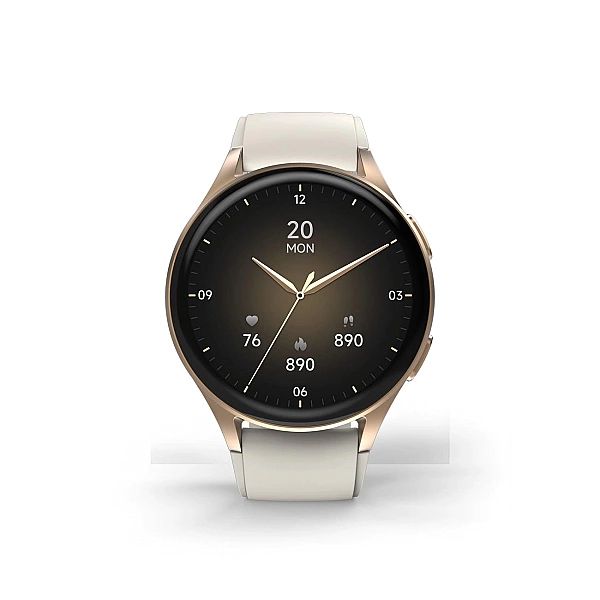 Smartwatch Hama 8900 GPS AMOLED 1.32" z beżowym paskiem silikonowym -