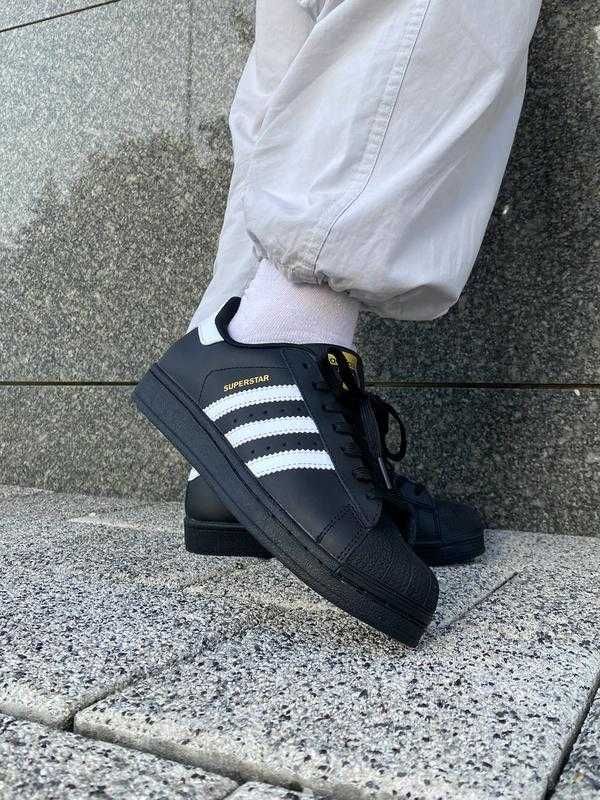 Жіночі кеди Адідас суперстар Adidas superstar чорні 36-40 НАЛОЖКА
