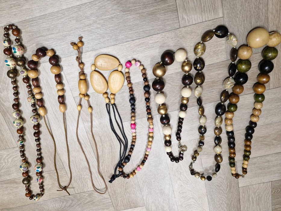 naszyjnik drewniany korale naszyjniki zestaw